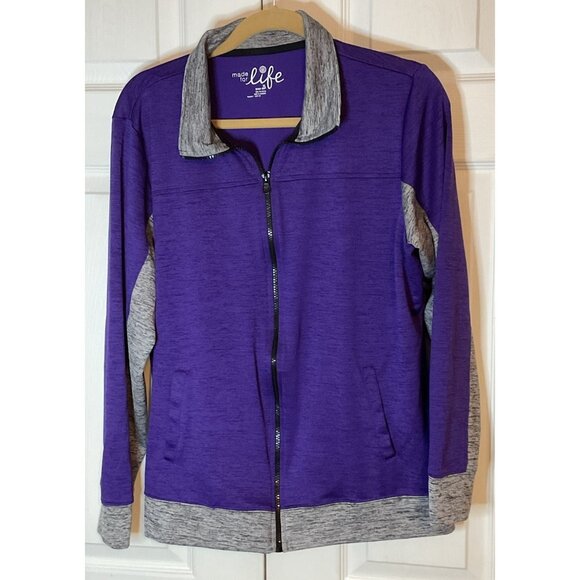 Made For Life Purple Gray Quick Dri Full Zip Jacket Size XL - Picture 1 of 3